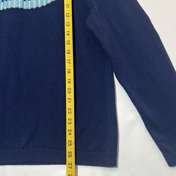 Talbots Women's Rib Yoke Crewneck Sweater Size XL Blue Knit Pullover Cozy - Picture 6 of 8
